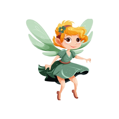 Flying Fairy in Emerald Dress Transparent Sticker